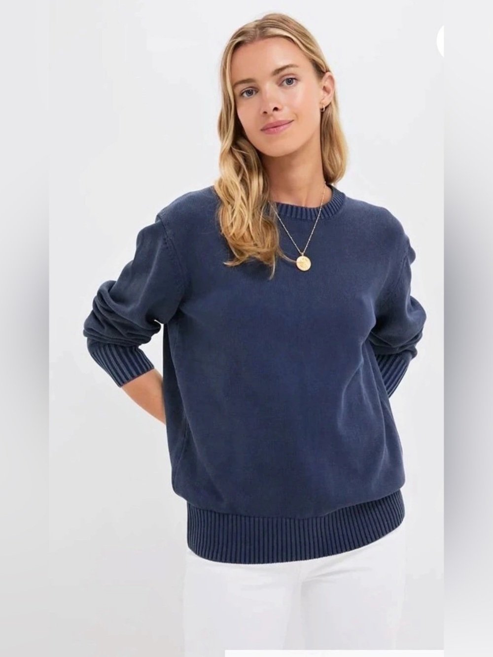 Tuckernuck Tuckerbuck Cotton Crew Neck Sweater in Blue XS